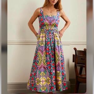 Boden Violet Square Neck Floral Midi Dress